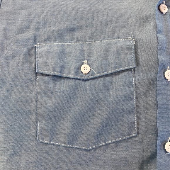 Dickies Button Down Shirt Mens Adult 17-17.5" Sleeve 34/35 Blue Long Sleeve USA - Picture 2 of 15